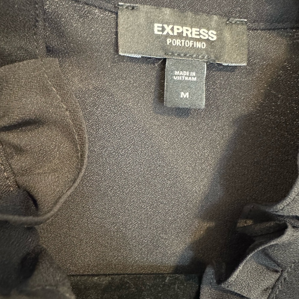 Express Black Ruffled Mandarin Collar Blouse - image 2